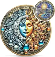 One Day at A Time Christian Challenge Coin - Sun and Moon Psalm 23: 4 Religious Jesus Coin - Inspirational Art God Pocket Bible Verses Chip for Study - Good Luck Commemorative Gifts for Men Women