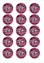 15 NRL Manly Warringah Sea Eagles Edible Icing Sheet Cupcake Toppers PRE-CUT