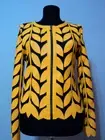 Round Neck Light Blue Short Real Leather Leaf Jacket Womens All Colors Sizes D11