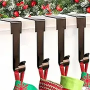 Christmas Stocking Holders for Mantle,4 Pack Adjustable Stocking Holder Non-Skid Stocking Hangers Lightweight Stocking Hooks for Fireplace,Mantel Stocking Holders Clip for Xmas Home Party Decoration
