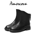 (現貨)AMOSCOVA 二層牛皮靴 真皮小短靴 頭層牛皮 短靴 女靴 馬丁靴 女短靴 馬汀靴(1698)