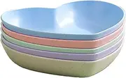 INCAUCA 5 Pack 6 Inch Heart Shape Mini Dipping Sauces Bowls, Unbreakable Wheat Straw Small Snack Dessert Dishes, Salad Plates for Sushi Side Dish Fruit Appetizer Cake, Assorted Colors