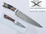 Custom Damascus Chef & Paring Knife , forged With Balanced Handle