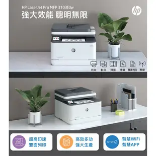 HP LaserJet Pro 3103fdw 黑白雷射多功能傳真事務機 3G631A 現貨 廠商直送