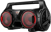 Aiwa Portable Bluetooth Speaker with Music-Sensitive Lights, USB/microSD Inputs, Microphone Input, Aux Input and FM Radio (APOS-400)