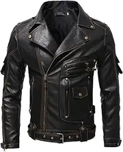 [Zylphorix] Timeless Brown Leather Jacket - Biker Inspired with Detailed Stitching & Practical Storage