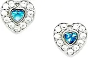 [JewelryWeb] 925 Sterling Silver Plated March Lt Blue 3x3mm CZ Love Heart Screw Back Earrings 8x8mm Stud Earring for Women