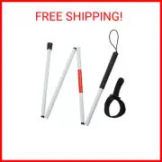 Folding Blind Cane Walking Stick with Red Reflective Tape for The Blind & Visual