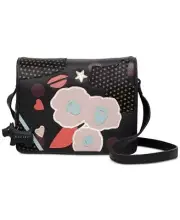 New Radley London Summer Street Flapover Crossbody Bag leather floral dog heart