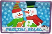 Set of 3 Vinyl/Foam Back Placemats, CHRISTMAS, 2 SNOWMEN, FREEZIN' SEASON #1, BH