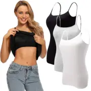 Women Camisole with Built in Padded Bra Tank Top Adjustable Spaghetti Strap Vest