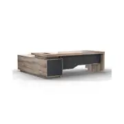 Modern Furniture LARKIN Executive Desk with Right Return 240cm Oak & Black