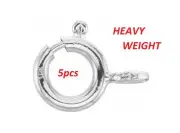(5) PACK 5mm HEAVY DUTY WEIGHT 10k Solid White Gold Spring Ring Clasp OPEN Jump