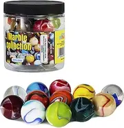 My Toy House Shooter Glass Marbles with Marble Jar for Storage, Set of 12, 1-inch, Assorted Colors