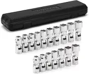 17-Piece 3/8-Inch Drive Universal Joint Socket Set, Swivel Socket Set, 6-Point,
