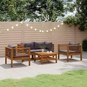 5 Piece Garden Lounge Set with Cushion Solid Acacia Wood, Garden Furniture Sets