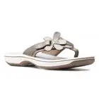 Women's Clarks, Brinkley Flora Sandal 26159855 Pewter Synthetic Size 9 W