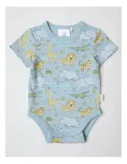 [Sprout] Essential Animal Safari Bodysuit in Blue Marle