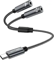 USB C Microphone Adapter,LERTOSEN USB C to Dual 3.5mm Female Aux Headphone Jack Y Splitter Mic Audio Adapter,Compatible with iPhone 15 Pro Max/15 Pro/15 Plus,Samsung Galaxy S24/S23/S21/S20,Pixel 7/6/5