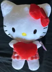 Hello Kitty Sanrio Plush 10 inch with Heart See Tags Authentic Valentine Edition