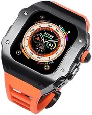 [RAYESS] Luxury Case+Fluorine Band for Apple Watch Ultra 49mm, Mod Kit Fluororubber Strap Cover for Iwatch Ultra