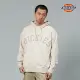 【Dickies】男款淺沙灰胸前品牌刺繡字母寬鬆連帽大學T｜DK013104F90