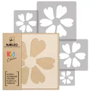 5x reusable PLASTIC Stencils / 13.4" to 3.5"/ Nursery KIDS Template / FLOWER #2