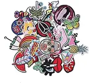 J.CARP 40PCS Embroidered Iron on Patches, Cute Sewing Applique for Clothes Dress, Assorted for Girls