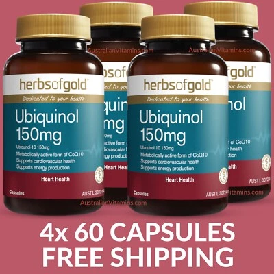 Herbs of Gold Ubiquinol 150mg | 60 Capsules - 4 PACK - $43.73 each