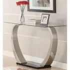 Bowery Hill Contemporary Glass Top Accent Console Table in Silver