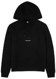Saint Laurent Logo Hooded Cotton Sweatshirt - Black - M M