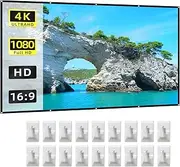 120 Inch Projector Screen 16:9 HD 4K Foldable Portable Sided Projection Anti-Crease Movie Screen Curtain with Hooks for Indoor Home Theater Office Meeting