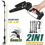 Cordless Chainsaw Pole Tool Tree Pruner Telescopic Trimmer w/ 0/1/2 Battery