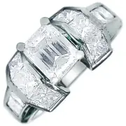 GIA Certified Diamond Engagement Ring 2.25 CTW Emerald Shape 18k White Gold