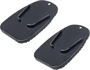 2 Pack Motorcycle Kickstand Pad, Side Stand Support Plate Add Stability Kick Stand Coaster for Parking on Hot Pavement, Grass, Soft Ground and More (Black)