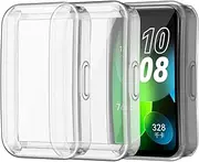 WUWOCJ 2-Pack Screen Protector Cases Compatible with Huawei Band 8/Huawei Band 9,All-Around Soft TPU Protective Case Cover Bumper Frame (Clear/Clear)