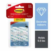 Command Mini Hooks, 18 hooks, 24 strips, Decorate Damage-Free (17006CLR-18ES)