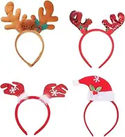 [FRCOLOR] Xmas Decor 4pcs Christmas Headband Party Hair Accessory Adult Boys and Girls Reindeer Antler Hat Headband