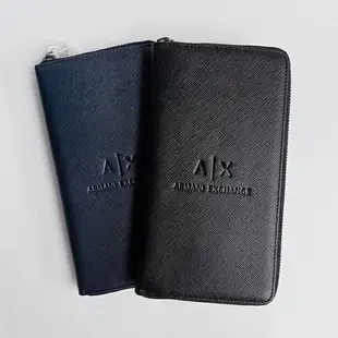 美國百分百【全新真品】Armani Exchange 皮夾 長夾 AX logo 皮革 手拿包 深藍 黑色 BQ24