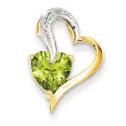14k Diamond and Peridot Heart Pendant