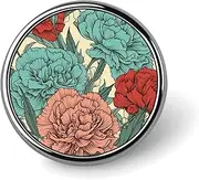 [FZMVSQH] Carnations of Red Colors Printed Round Button Pin Badges Metal Pinback Buttons 1 Inch Pins for Hat Shirt Clothing Bags Decoration, Circular, Aluminum, Circular, Aluminum