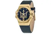 Maserati Potenza Blue Dial Leather Strap Quartz R8851108035 100M Men's Watch