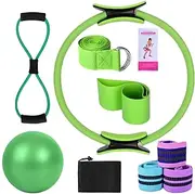 Tuxuseo Pilates Kit, Home Pilates Kit - Pilates Ring Kit - Multifunctional Stretch Belt, Yoga Bands, Home Equipment for Training in the Gym, Men, Women, Adults