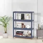 ZUNI 3-Tier Display Cabinet, Storage Shelves with Acrylic Door, Standing Display Case with Clear Flip-Top Door, Display Shelf for Home Bedroom Living Room Kitchen Office (32cm x 78cm x 106cm, Grey)
