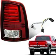 LED Tail Lights Assembly Compatible with Ram 1500/2500/3500 2013-2018 Rear Taillight Assembly Red Lens Black Interior Passenger Side 68093080AB