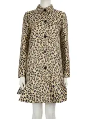 Leopard Jacquard Metallic Peplum Hem Coat