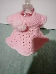 Hand Crocheted 2 Tone Pink 6" Long Dress For Bottle, Doll Or Whatever.