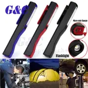 2in1 Rechargeable Portable COB LED Magnetic Pen Clip Hand Torch Work Light