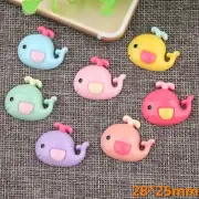 20 Mixed Color Flatback Resin Cute Whale Cabochons 28X25mm Flatback Charm