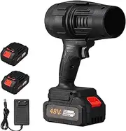 Turbosweep Cordless Power Blower, Dual Battery Multi-Purpose Cleaner, for Patio Cleaning, Lawn Care Blowing Leaves (Black-2 Battery)